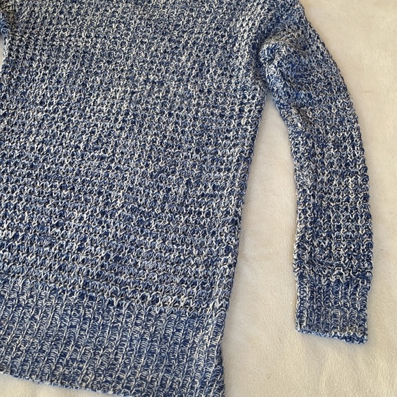 Ultra Flirt Blue and White Hooded Marked Knit Long Sleeve Sweater Size Large - Picture 10 of 10